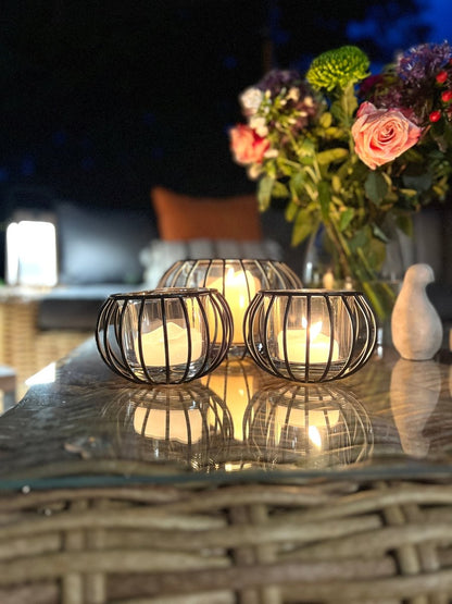 Photophore MONA en verre et métal noir - B&Inside