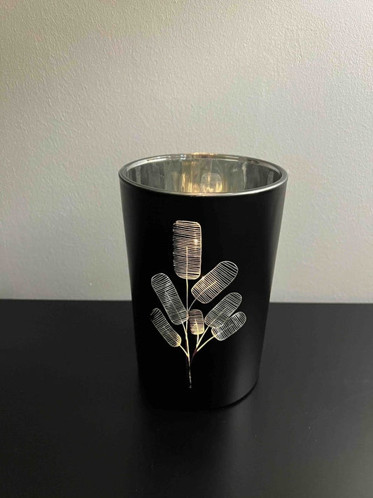 Photophore noir avec rameau décoratif - SABAYA - B&Inside