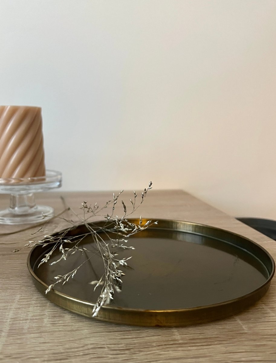 Plateau MALEVA - Plateau doré en métal pour bougies - B&Inside