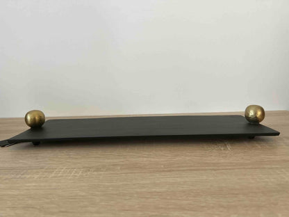 Plateau rectangulaire noir poignées dorées élégant - KOLDING - B&Inside