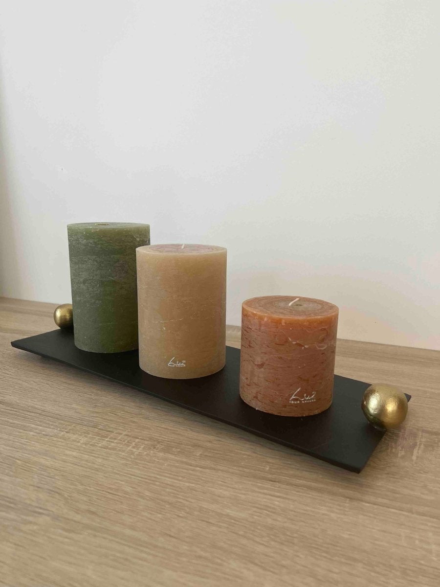 Plateau rectangulaire noir poignées dorées élégant - KOLDING - B&Inside