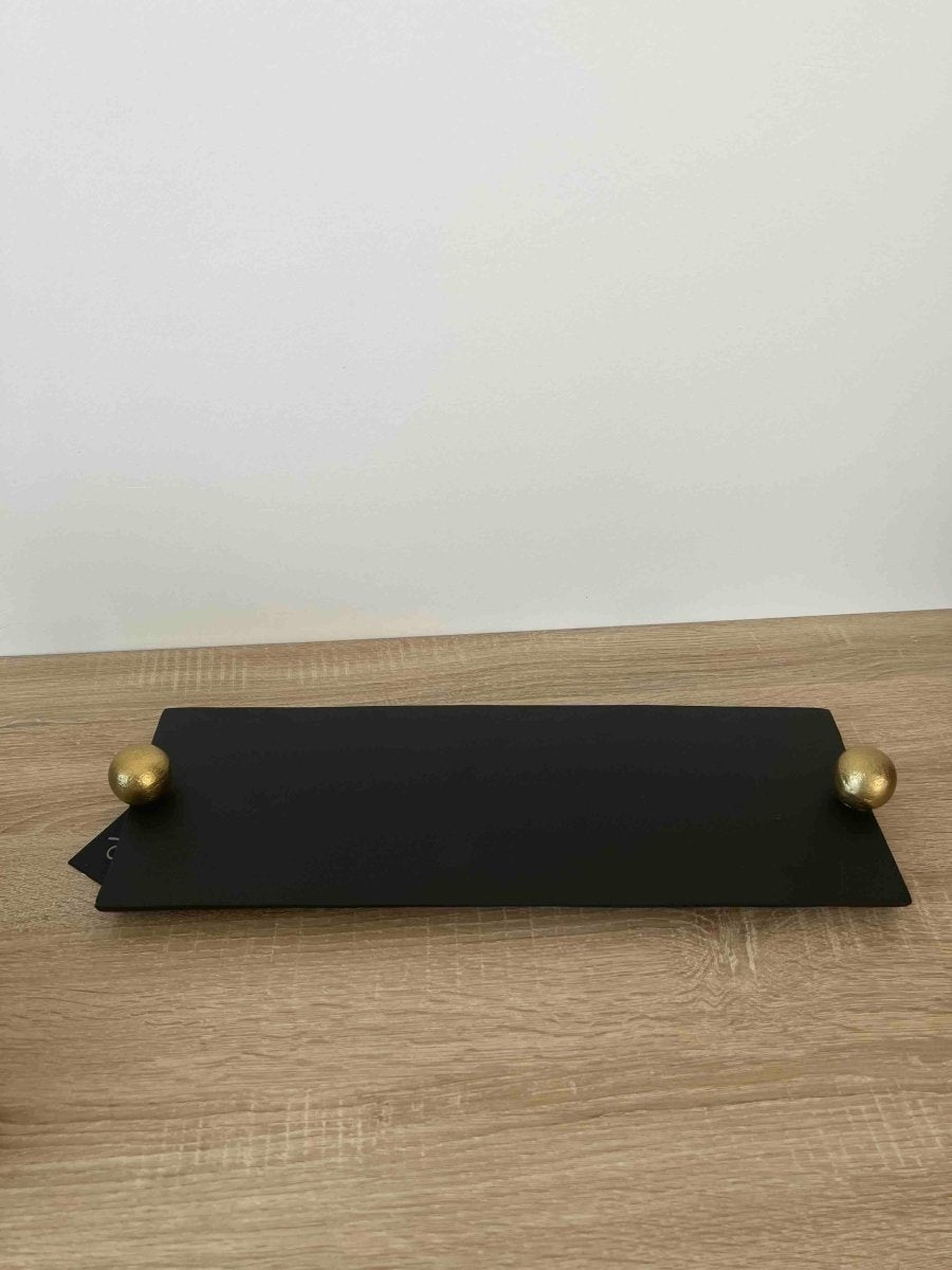 Plateau rectangulaire noir poignées dorées élégant - KOLDING - B&Inside