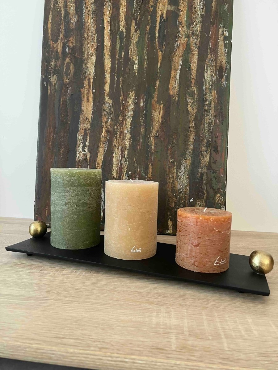 Plateau rectangulaire noir poignées dorées élégant - KOLDING - B&Inside