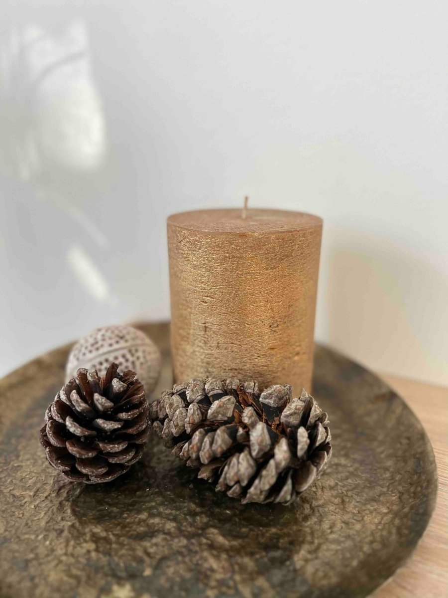 Plateau rond métal martelé bronze TAWAKE 35cm - B&Inside