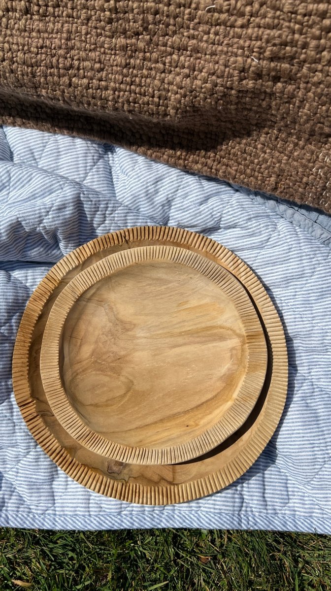 Plateau Teck WILSON - Rond Naturel 5 Tailles XS à XL - B&Inside