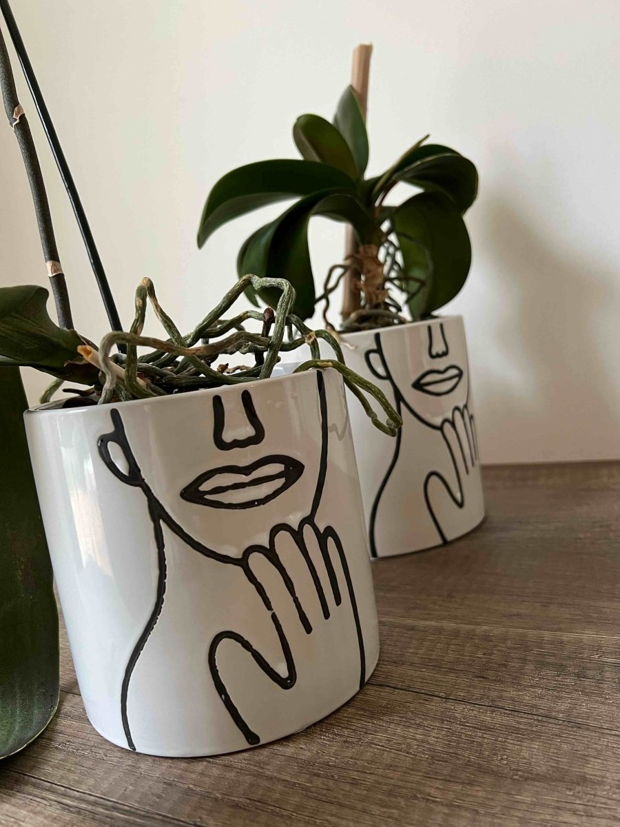 POT COVER - Cache - pot blanc motif visage - B&Inside