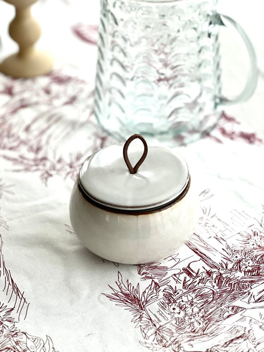 Pot en grès gris HARRY avec couvercle hermétique et poignée cuir - B&Inside