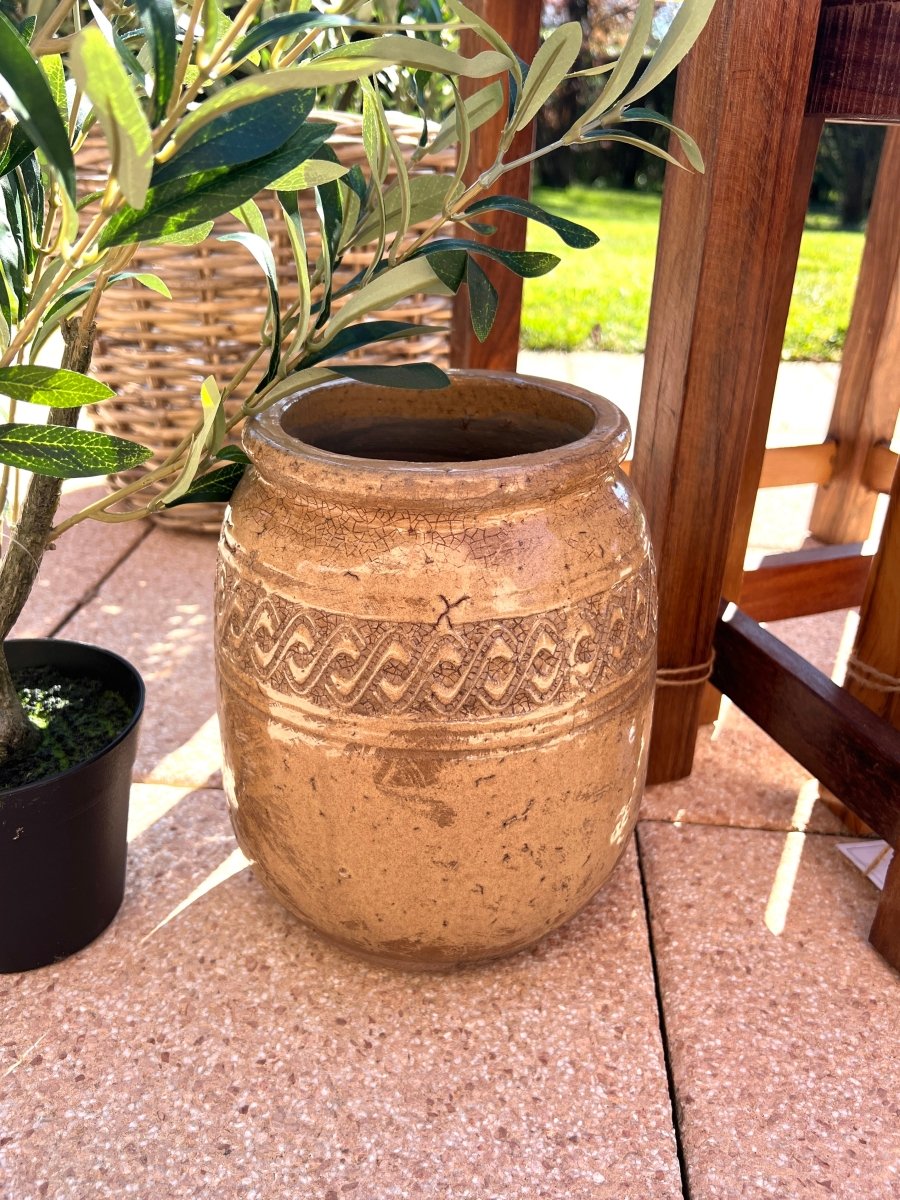 Pot MIROU - Pot en céramique marron motifs vagues - B&Inside