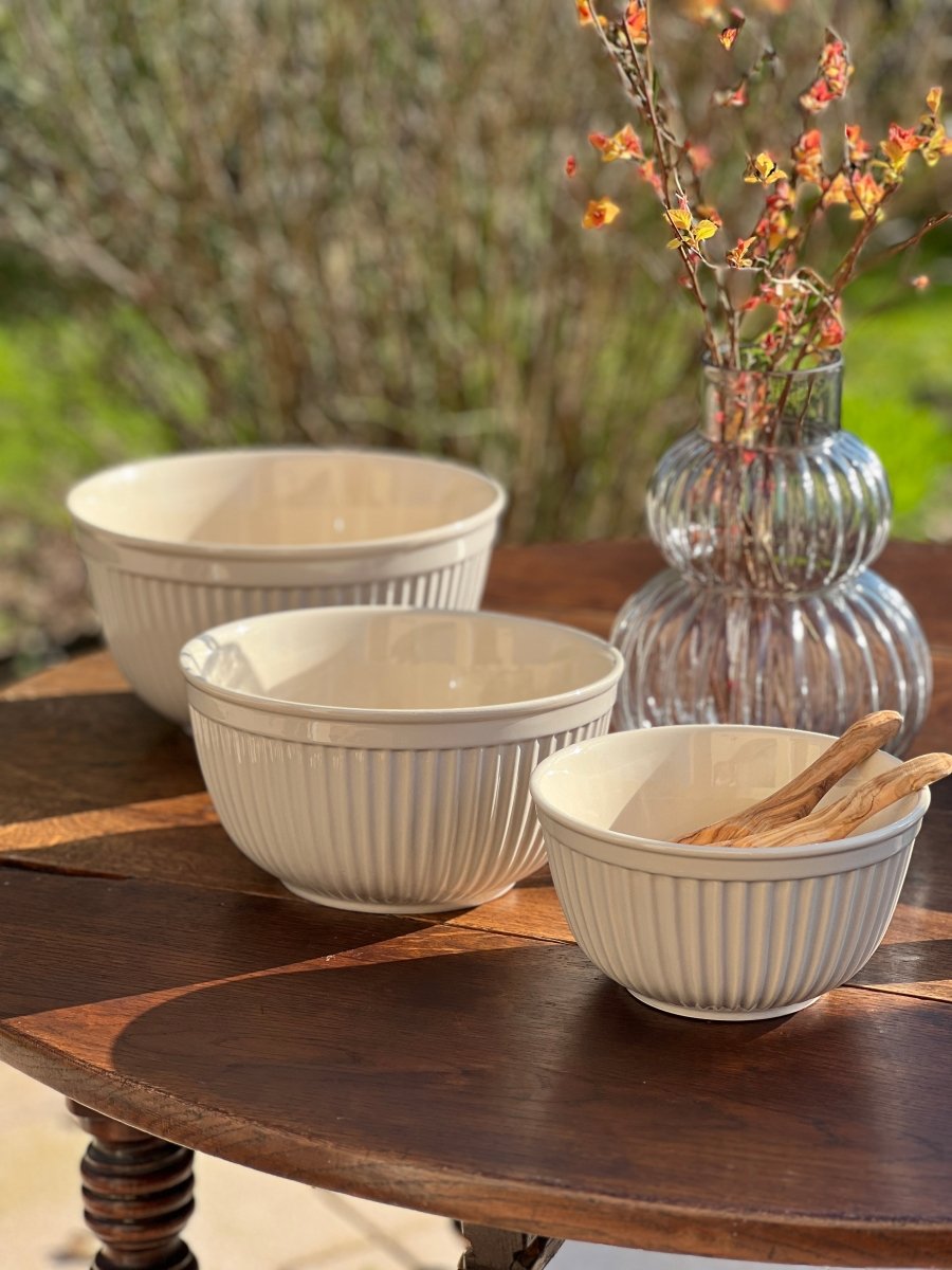 Saladier MADELON - Saladiers en grès émaillé beige 3 Tailles - B&Inside