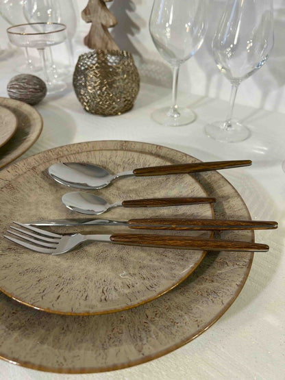 Service 24 Couverts ROTTERDAM - Effet Bois Marron - B&Inside
