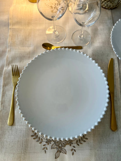 SNOW PEARL : Assiette plate blanche - B&Inside
