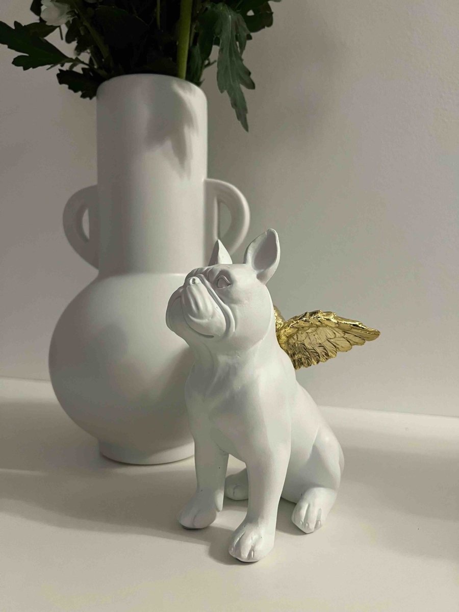 Statuette décorative Bulldog ailé blanc FLYING - B&Inside