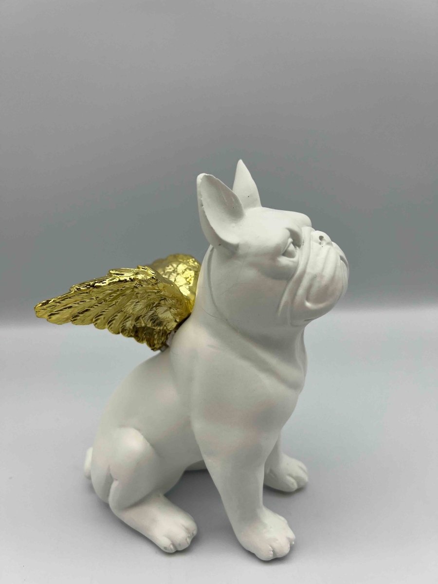Statuette décorative Bulldog ailé blanc FLYING - B&Inside