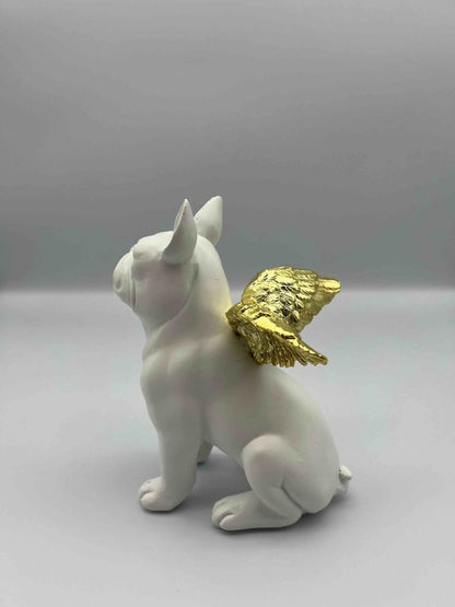 Statuette décorative Bulldog ailé blanc FLYING - B&Inside
