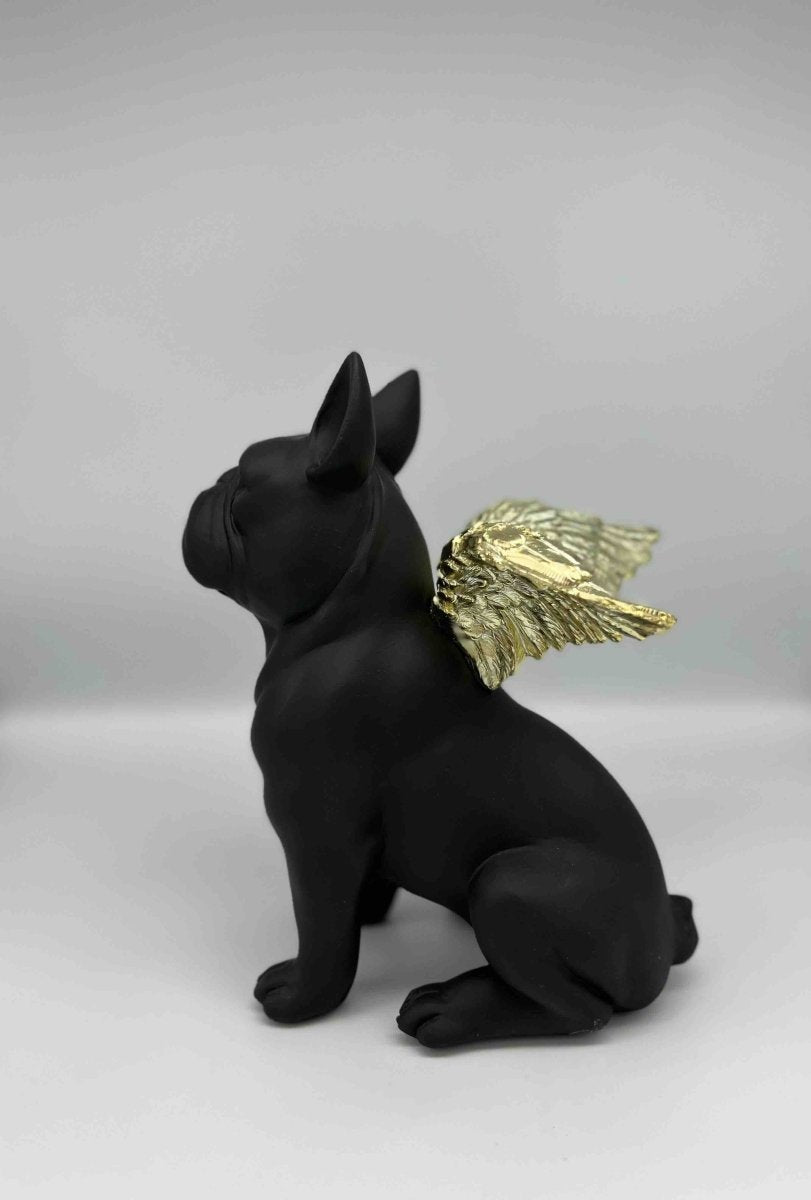 Statuette décorative Bulldog ailé noir FLYING - B&Inside