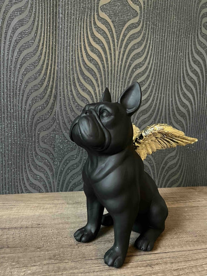 Statuette décorative Bulldog ailé noir FLYING - B&Inside