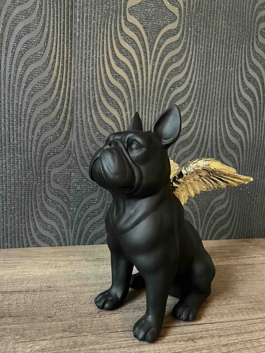 Statuette décorative Bulldog ailé noir FLYING - B&Inside