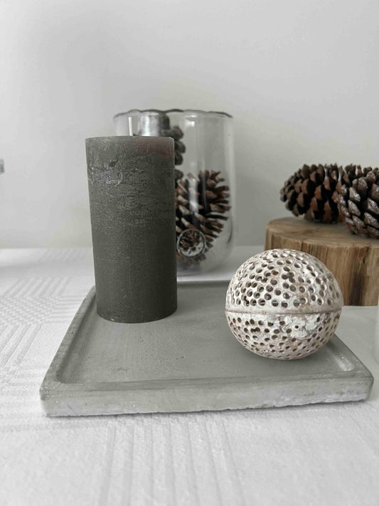 Support bougie carré ciment KATNISS style minimaliste - B&Inside