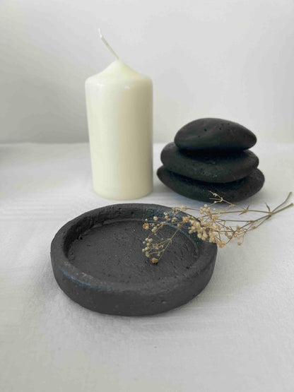 Support bougie rond ciment PALMA design minimaliste - B&Inside