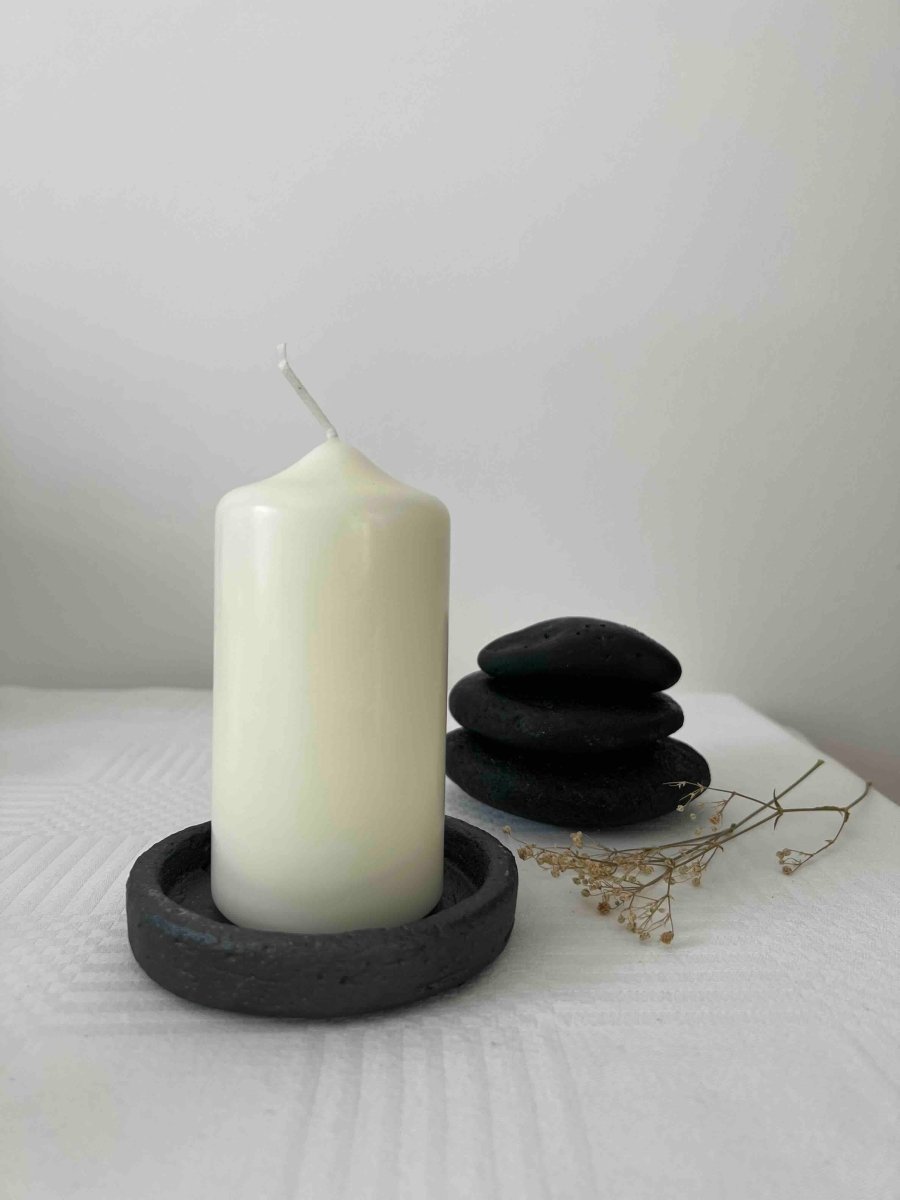 Support bougie rond ciment PALMA design minimaliste - B&Inside