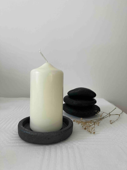 Support bougie rond ciment PALMA design minimaliste - B&Inside