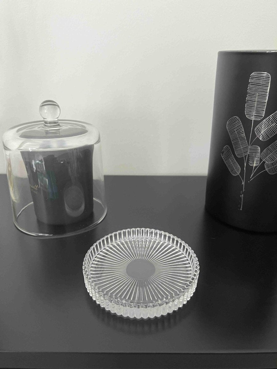 Support bougie rond MIKKI verre transparent élégant - B&Inside