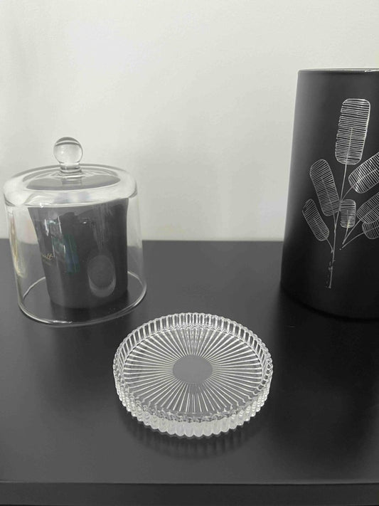 Support bougie rond MIKKI verre transparent élégant - B&Inside