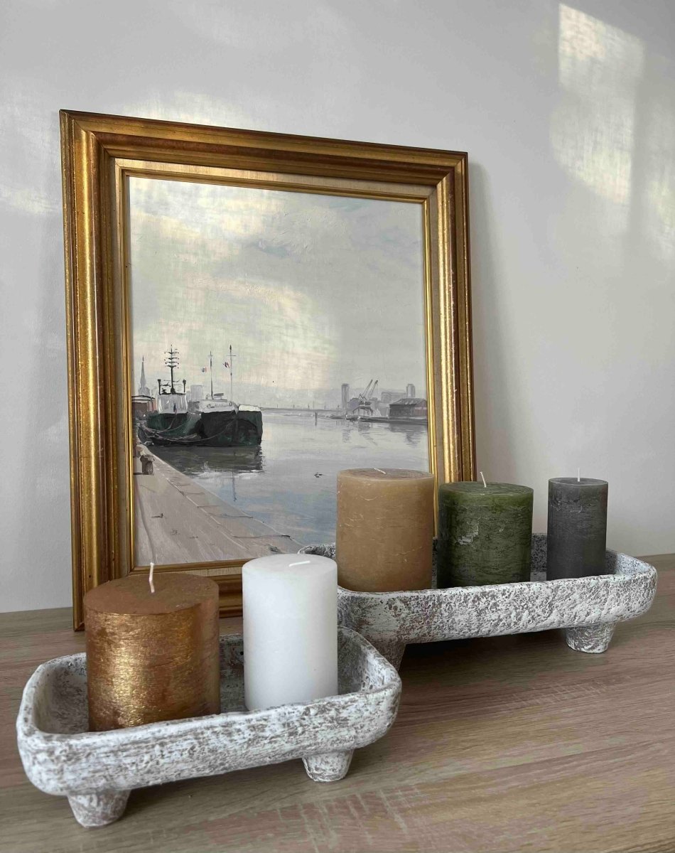 Support bougies rectangulaire ciment brut - ODENSE moderne - B&Inside