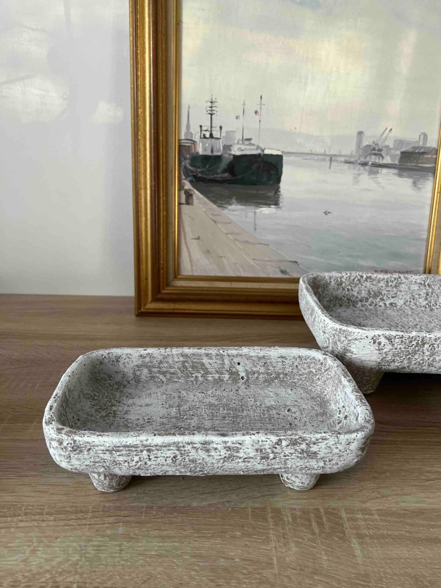 Support bougies rectangulaire ciment brut - ODENSE moderne - B&Inside