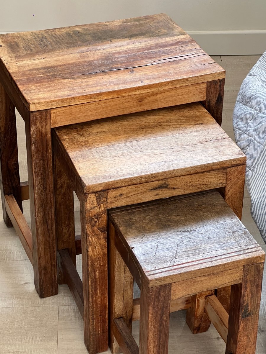 Tables Gigognes en Bois de Manguier OSLO Set de 3 - B&Inside