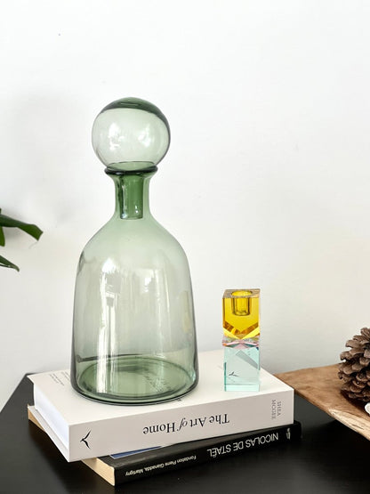 Vase GOUTTE D'EAU en verre vert avec bouchon - B&Inside