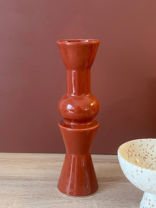Vase MIRA rouge - Vase design pour fleurs longues tiges 30cm - B&Inside