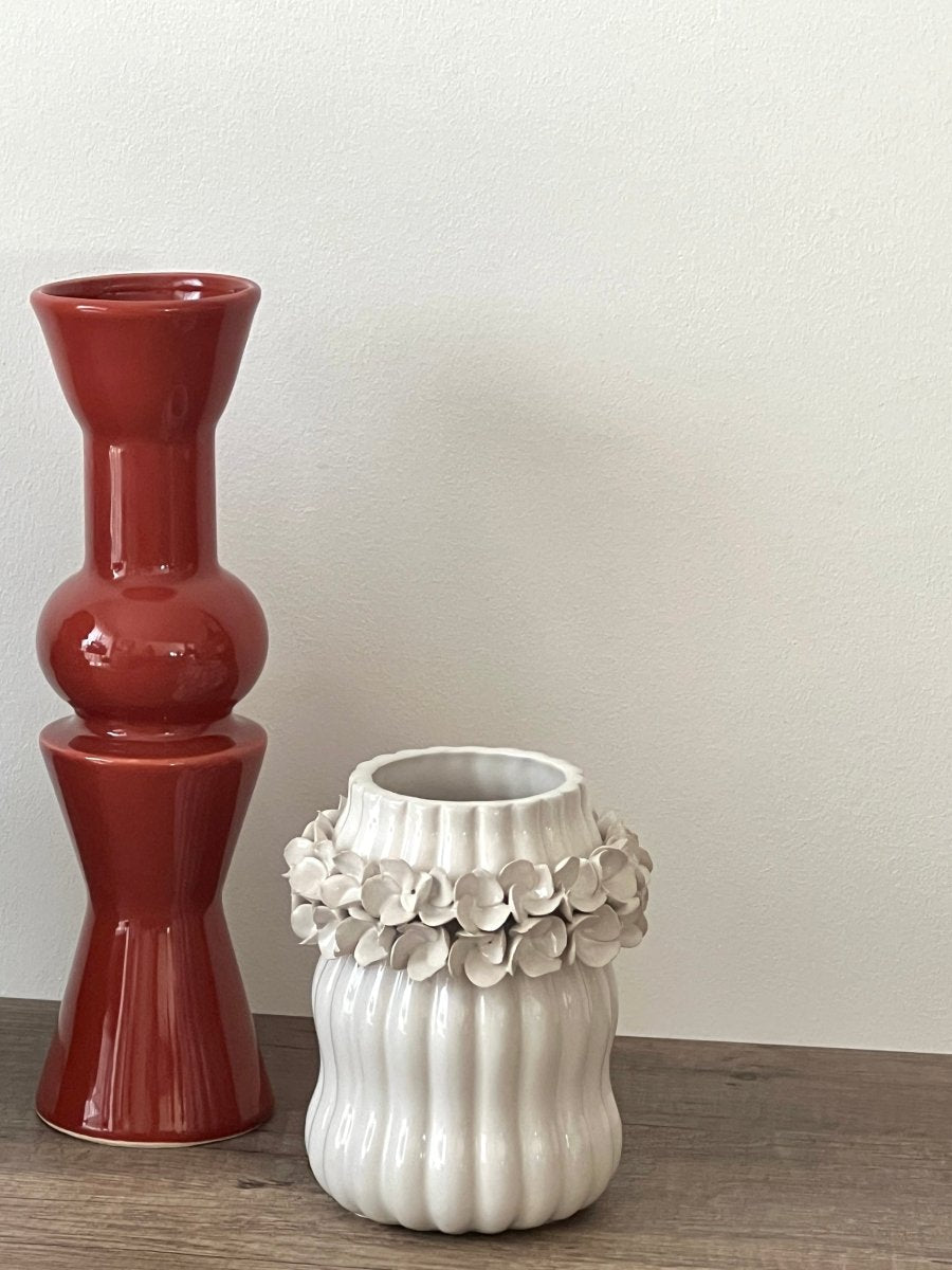 Vase MIRA rouge - Vase design pour fleurs longues tiges 30cm - B&Inside
