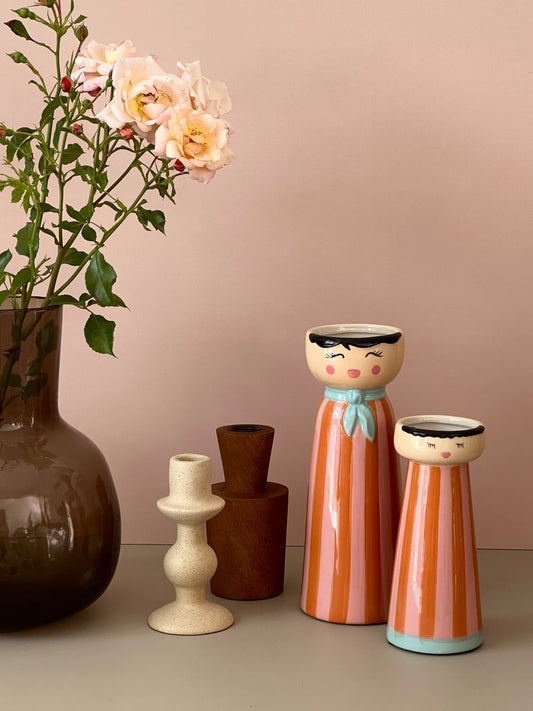 Vase Personnage Rayé Orange - Mr ou Mrs - B&Inside