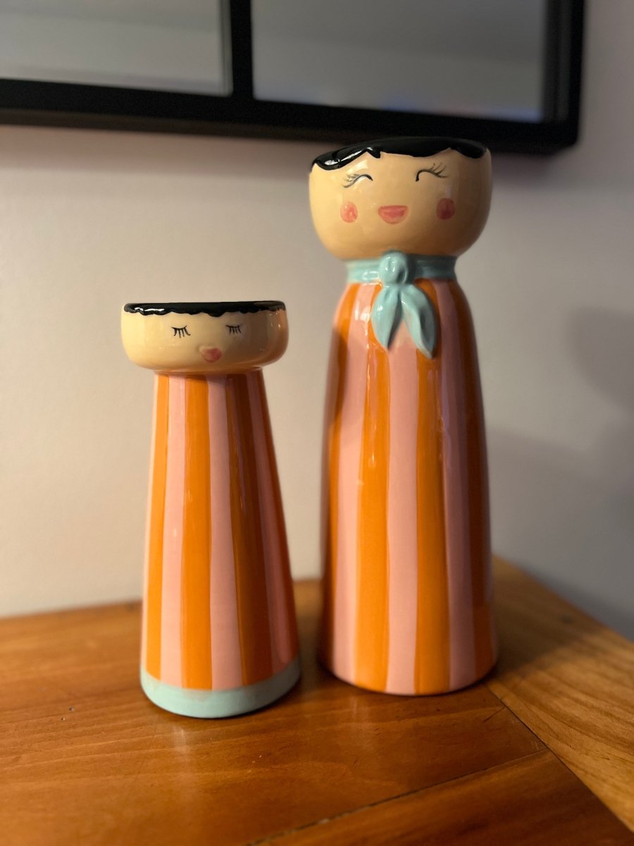 Vase Personnage Rayé Orange - Mr ou Mrs - B&Inside