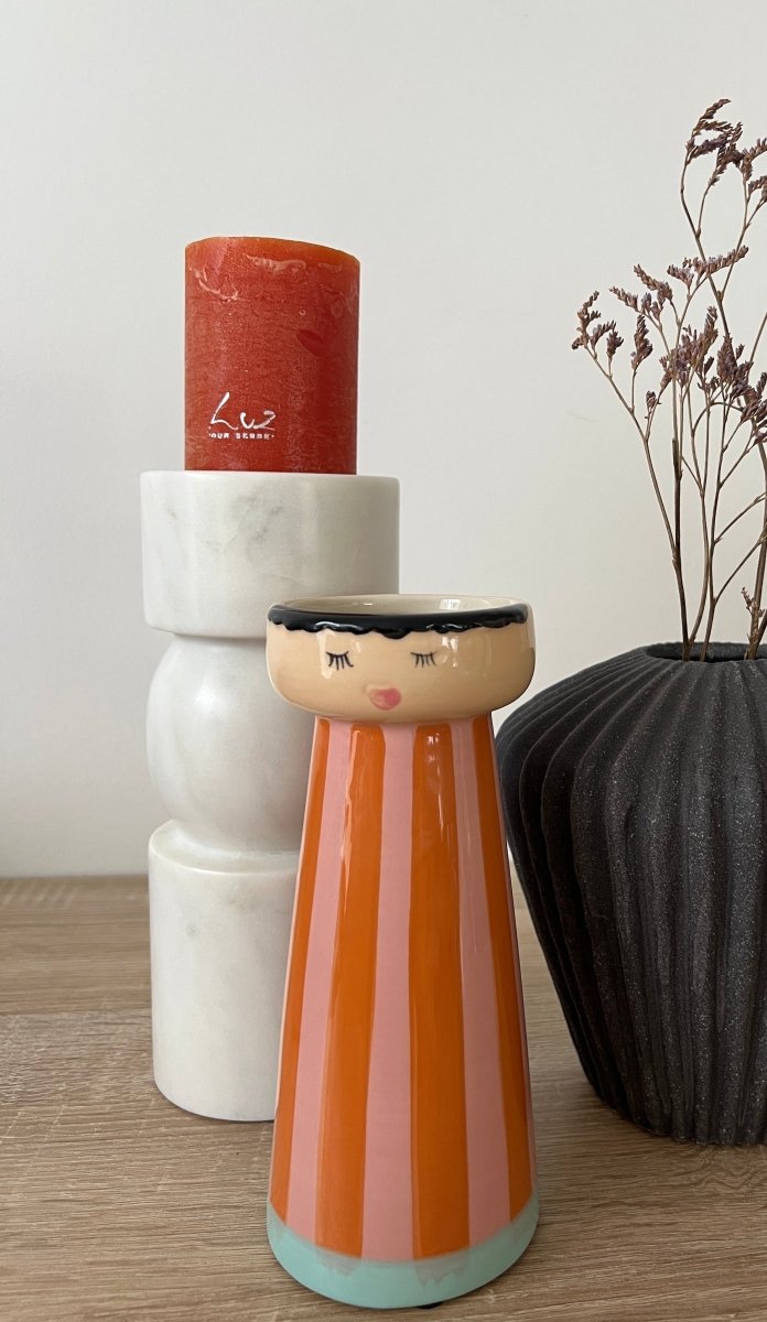 Vase Personnage Rayé Orange - Mr ou Mrs - B&Inside