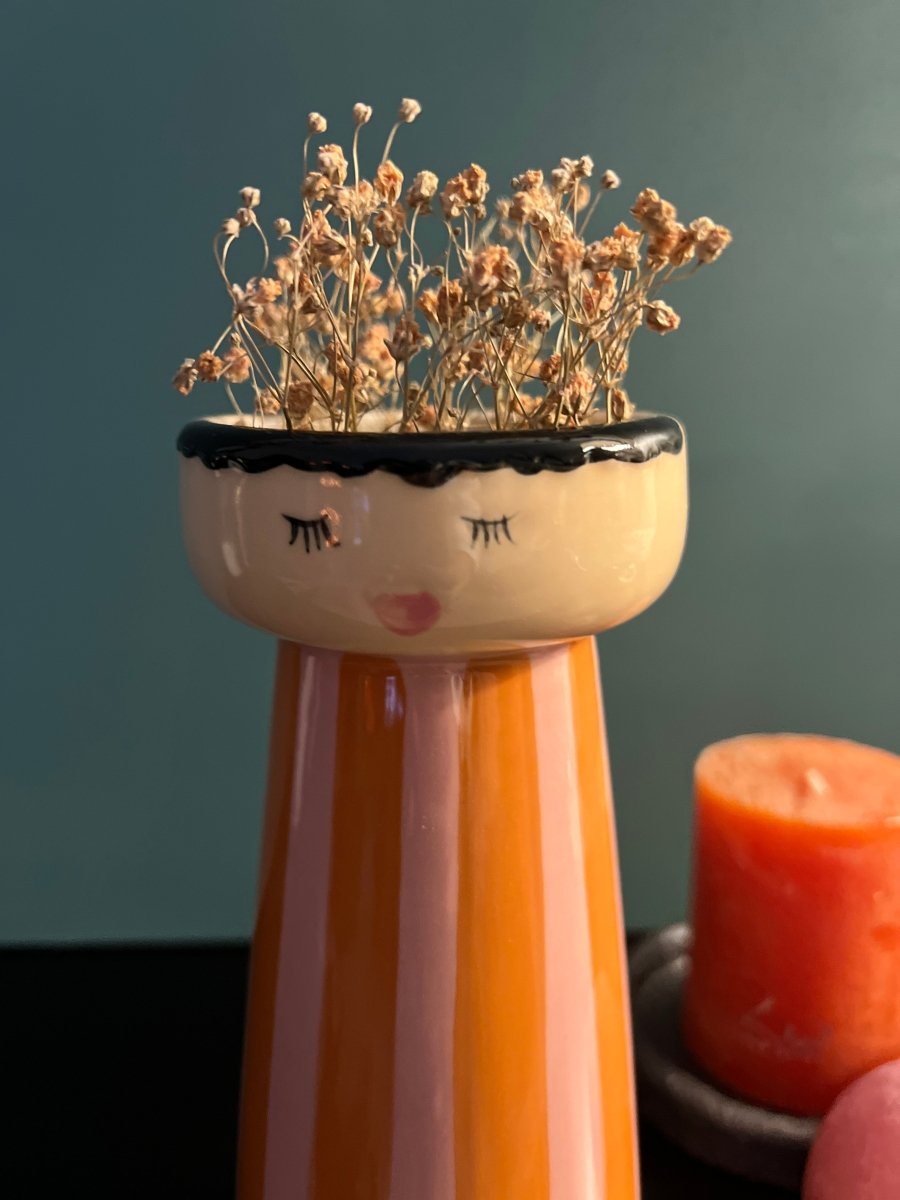 Vase Personnage Rayé Orange - Mrs ou Miss - B&Inside