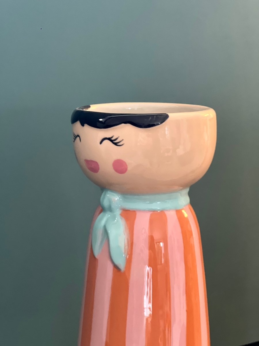 Vase Personnage Rayé Orange - Mrs ou Miss - B&Inside