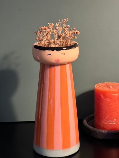 Vase Personnage Rayé Orange - Mrs ou Miss - B&Inside