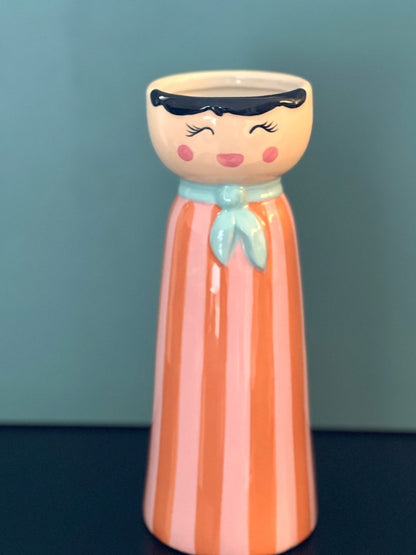 Vase Personnage Rayé Orange - Mrs ou Miss - B&Inside