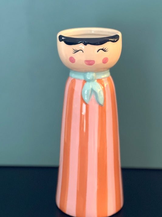 Vase Personnage Rayé Orange - Mrs ou Miss - B&Inside