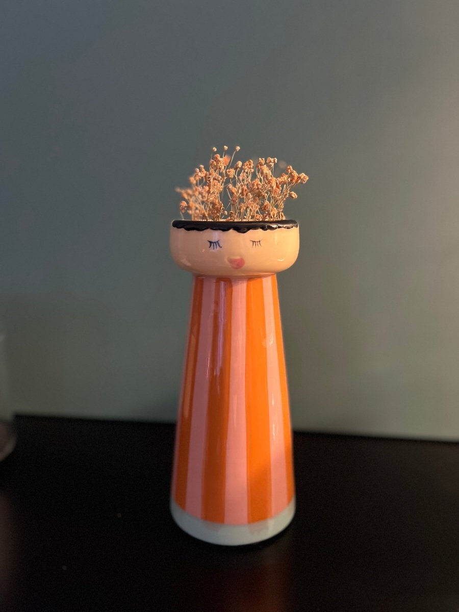 Vase Personnage Rayé Orange - Mrs ou Miss - B&Inside