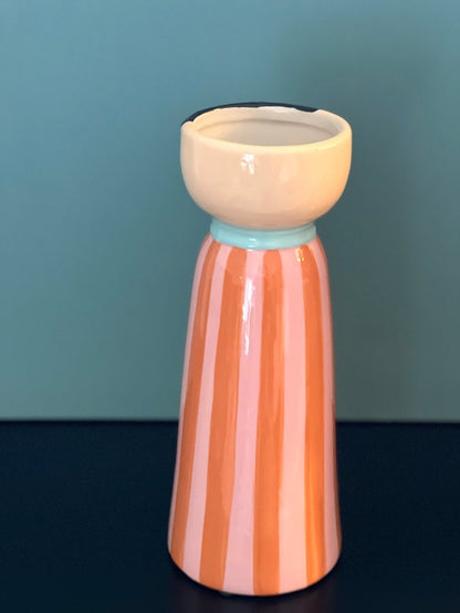 Vase Personnage Rayé Orange - Mrs ou Miss - B&Inside