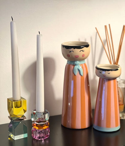 Vase Personnage Rayé Orange - Mrs ou Miss - B&Inside