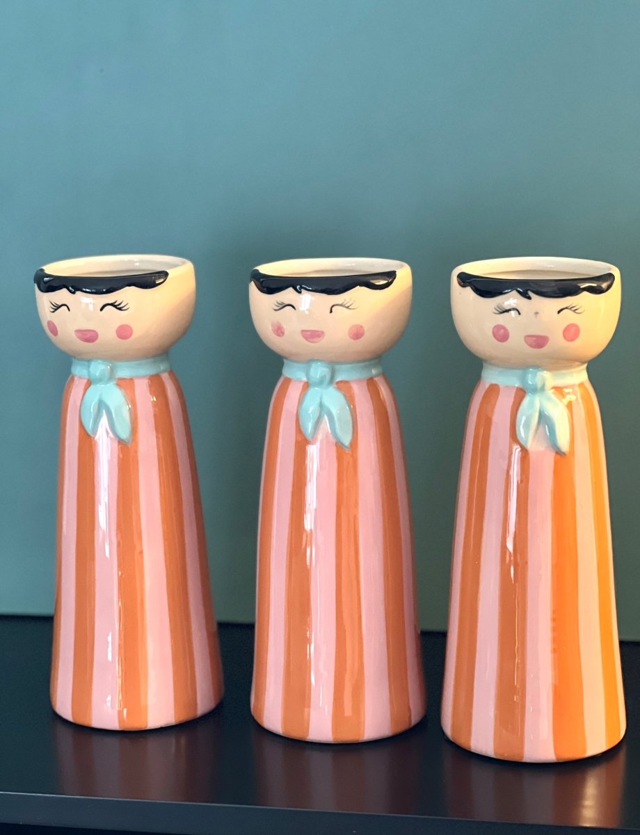 Vase Personnage Rayé Orange - Mrs ou Miss - B&Inside
