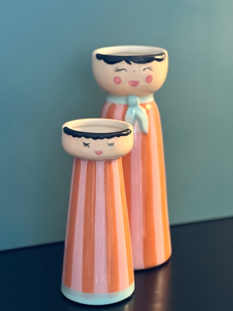 Vase Personnage Rayé Orange - Mrs ou Miss - B&Inside