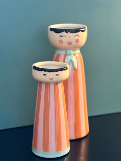 Vase Personnage Rayé Orange - Mrs ou Miss - B&Inside