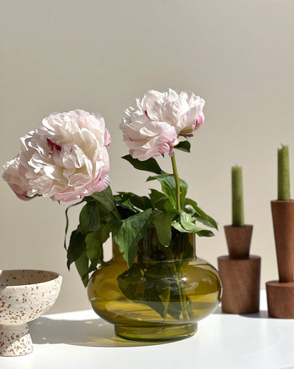 Vase rond en verre TUMMY vert olive - B&Inside