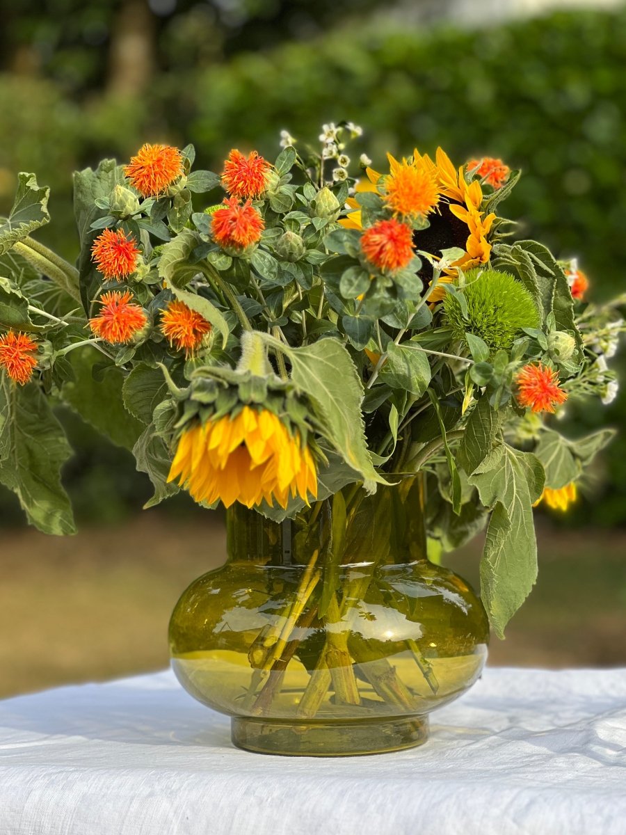 Vase rond en verre TUMMY vert olive - B&Inside
