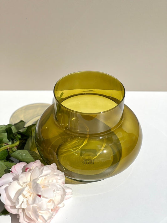 Vase rond en verre TUMMY vert olive - B&Inside